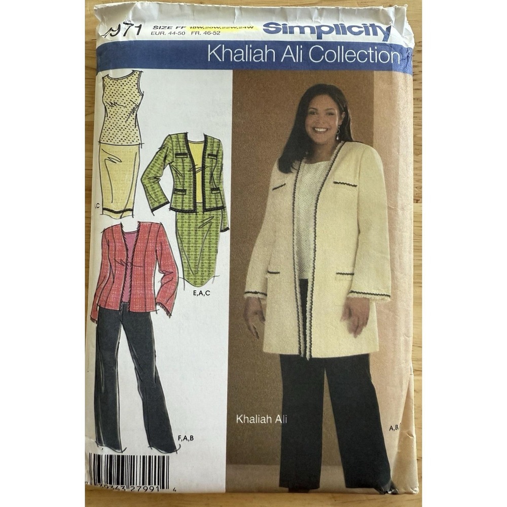 Simplicity Khaliah Ali Collection Pattern Size 18W-24W Jacket Pants Top Skirt